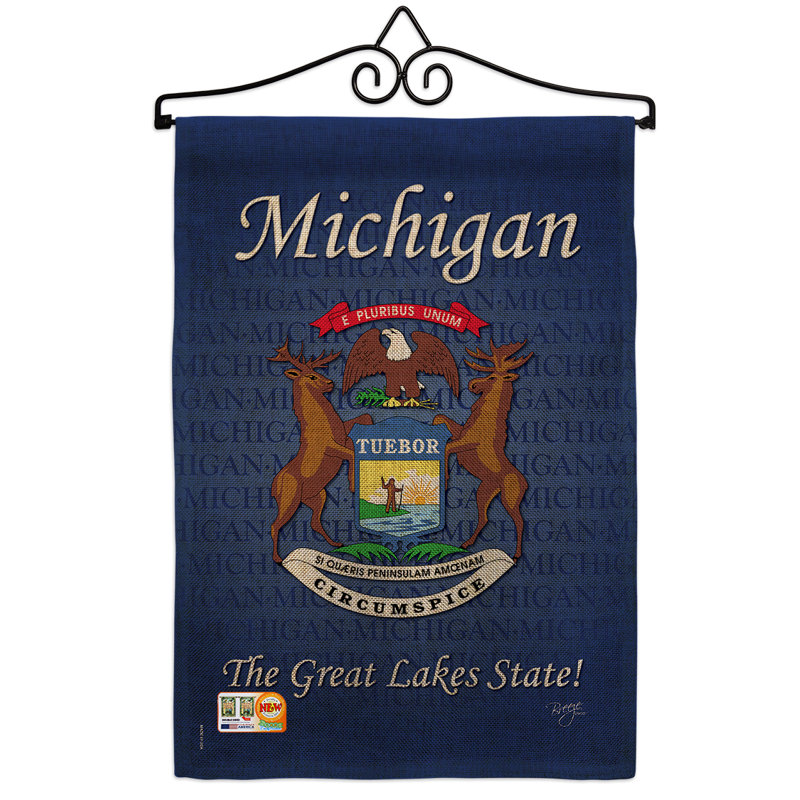 En toile jute 2 côtés 19 x 13 po de michigan drapeau de jardin
