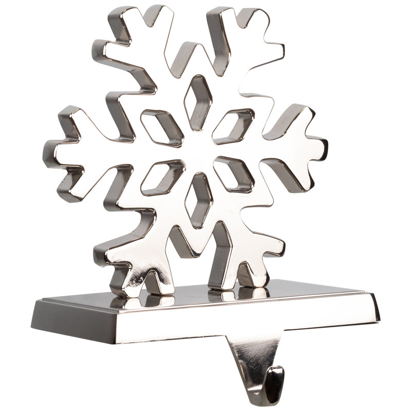 Silver Snowflake Metal Christmas Stocking Holder - 5"