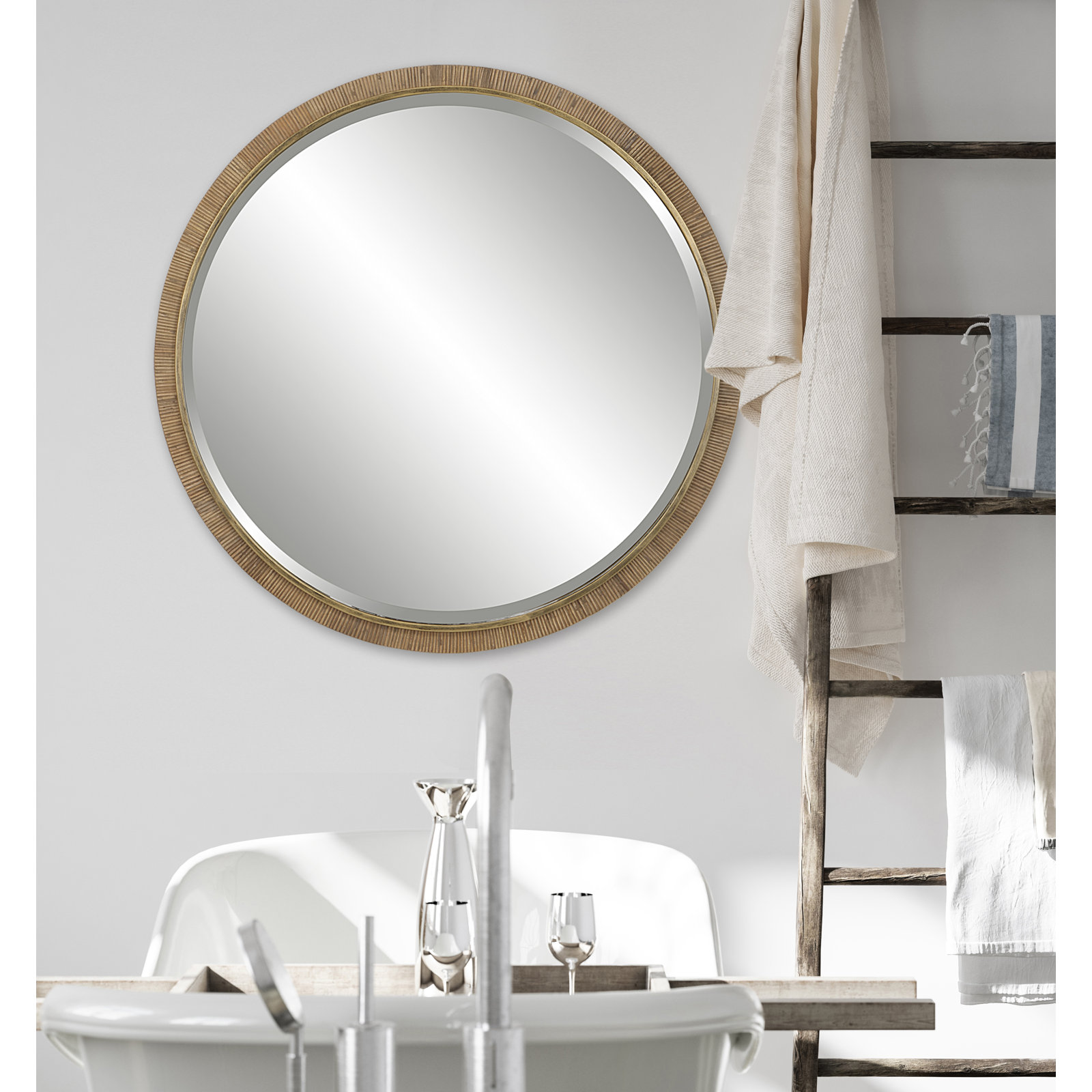 Adrianne 39" Rattan Round Mirror