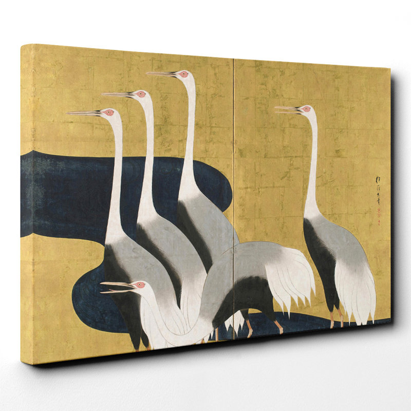 Cranes Oriental Japanese by - Wrapped Canvas, 40cm H x 60cm W