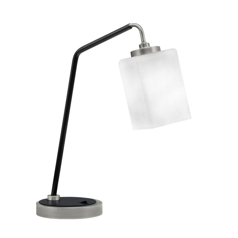 Lampe de bureau en acier inoxydable Atka, Graphite / noir mat, Blanc