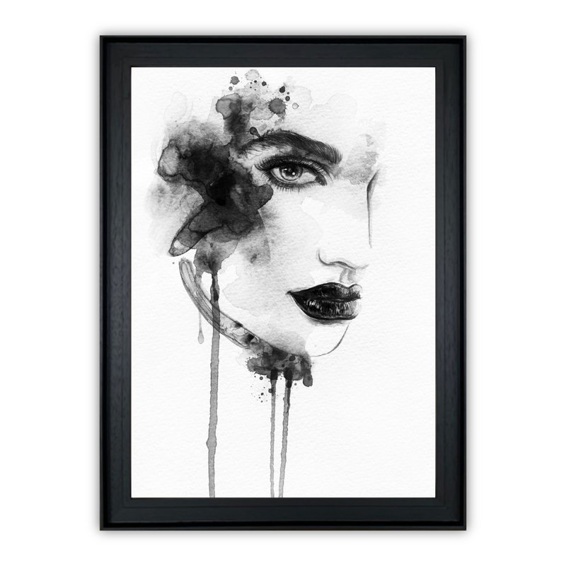 Woman Flirting - Painting, 59cm H x 49cm W x 2.6cm D, Black Framed