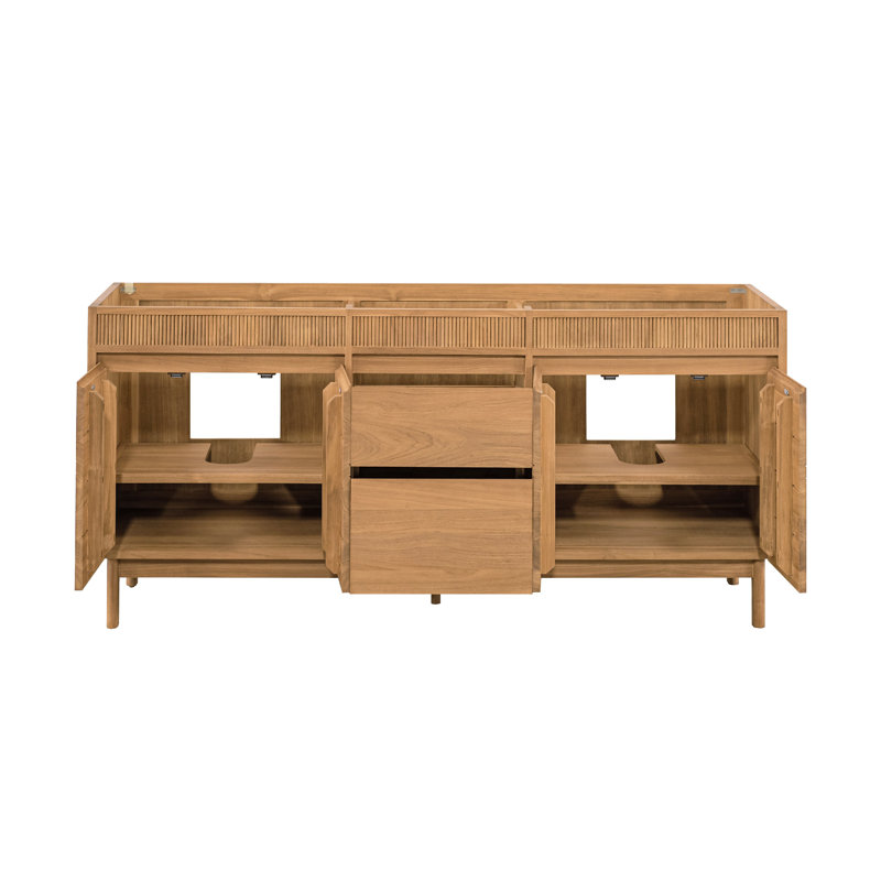 72 po Kayla Meuble-lavabo double en teck naturel