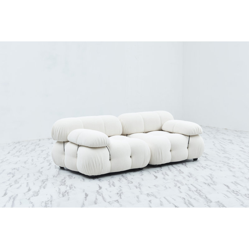 Leeven Upholstered 76'' Loveseat, White Chenille, 26.7" H x 76" W x 38" D