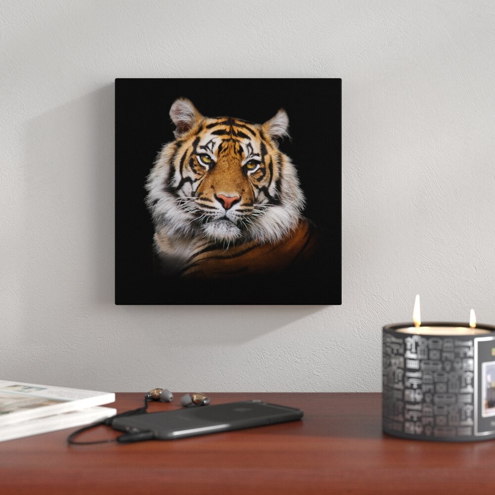 Glasbild Tiger I in Schwarz