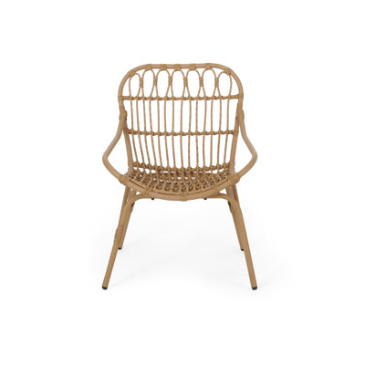 Fauteuils d'appoint pour la cour arrière - brun et fer, l 29,52 po x l 23,7 po, H 33,66 po, tissage ouvert, avec structure en fer