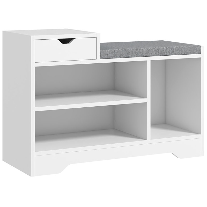 Marlayne Polyester Upholstered Storage Bench, White