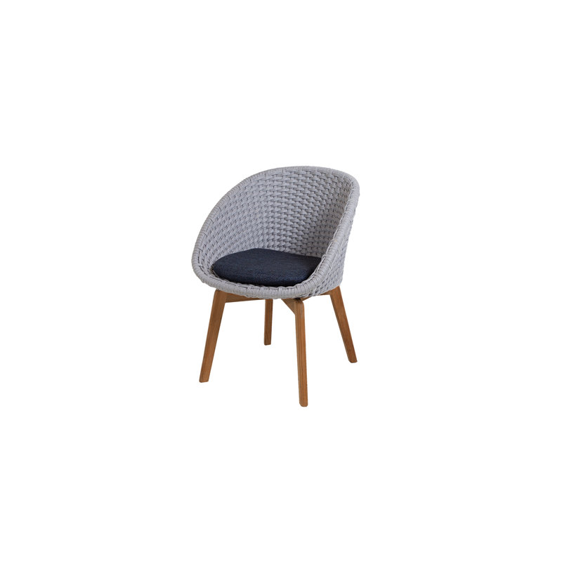 Peacock Patio Dining Armchair with Cushion, Light Gray/Teak