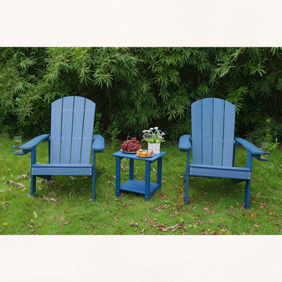 Set of 2 All-Season Outdoor Lounge Chairs with Ergonomic Backrests and Built-in Cup Holders