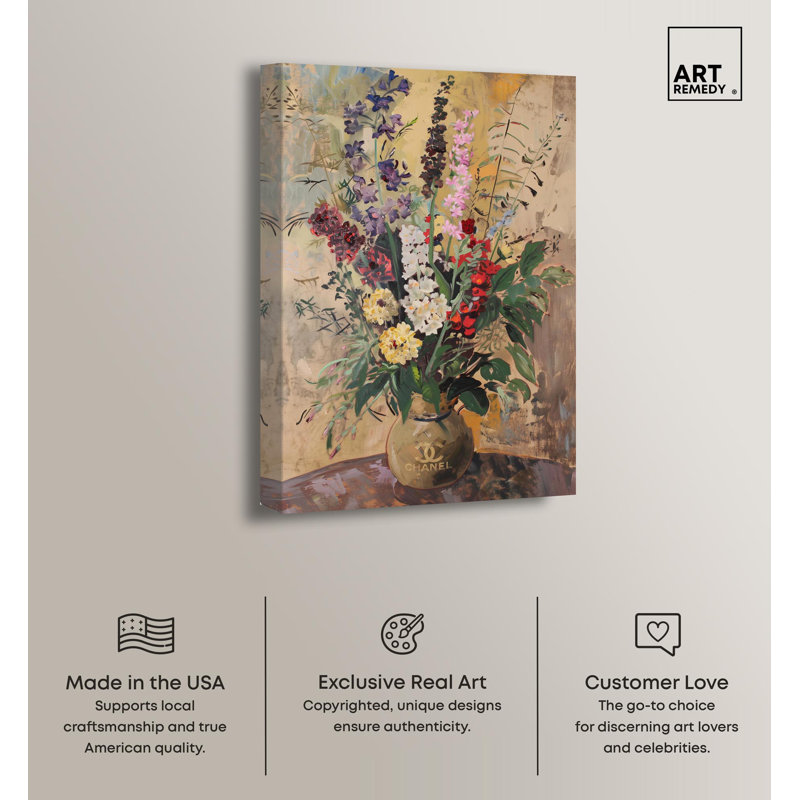 Wildflower Vase Abstract Canvas Wall Art, 15" x 10"
