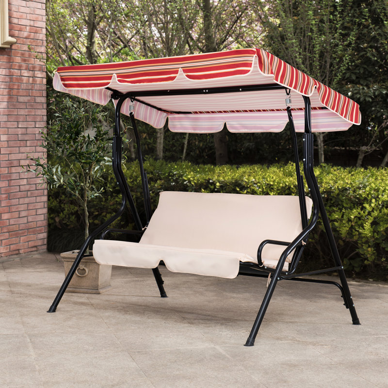 Sunjoy 2-Seat Swing with Canopy, Tan/Red, Tan