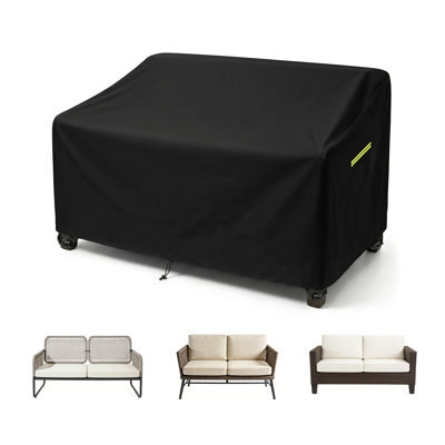 600D Oxford Fabric Heavy Duty 2-Seater Outdoor Sofa Cover, All-Weather Waterproof Patio Furniture Cover with Air Vent and Reinforced Handles