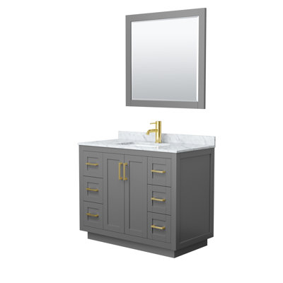 Ensemble de meuble-lavabo simple autoportant 42 po avec plateau en marbre Miranda