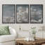 Ensemble de 3 décorations murales gris et gris pour le ciel, décor classique minimaliste relaxant et calme-98126595-98126596