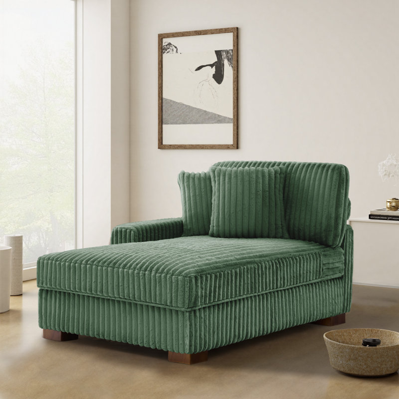 Upholstered Chaise Lounge, Green