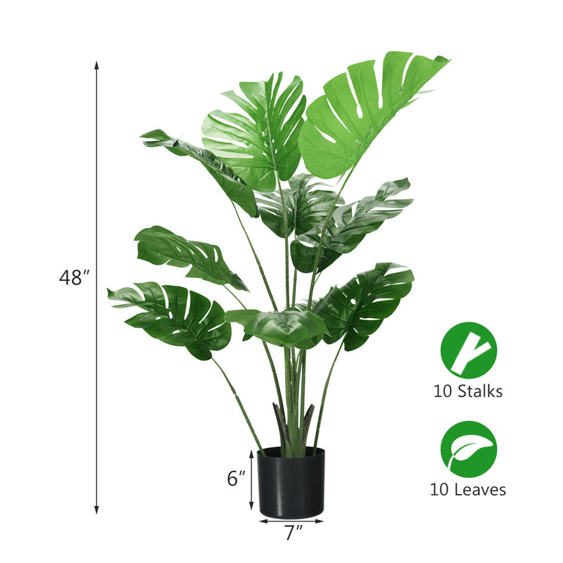 2 pièces d'arbre artificiel décoratif d'intérieur / extérieur Monstera Deliciosa