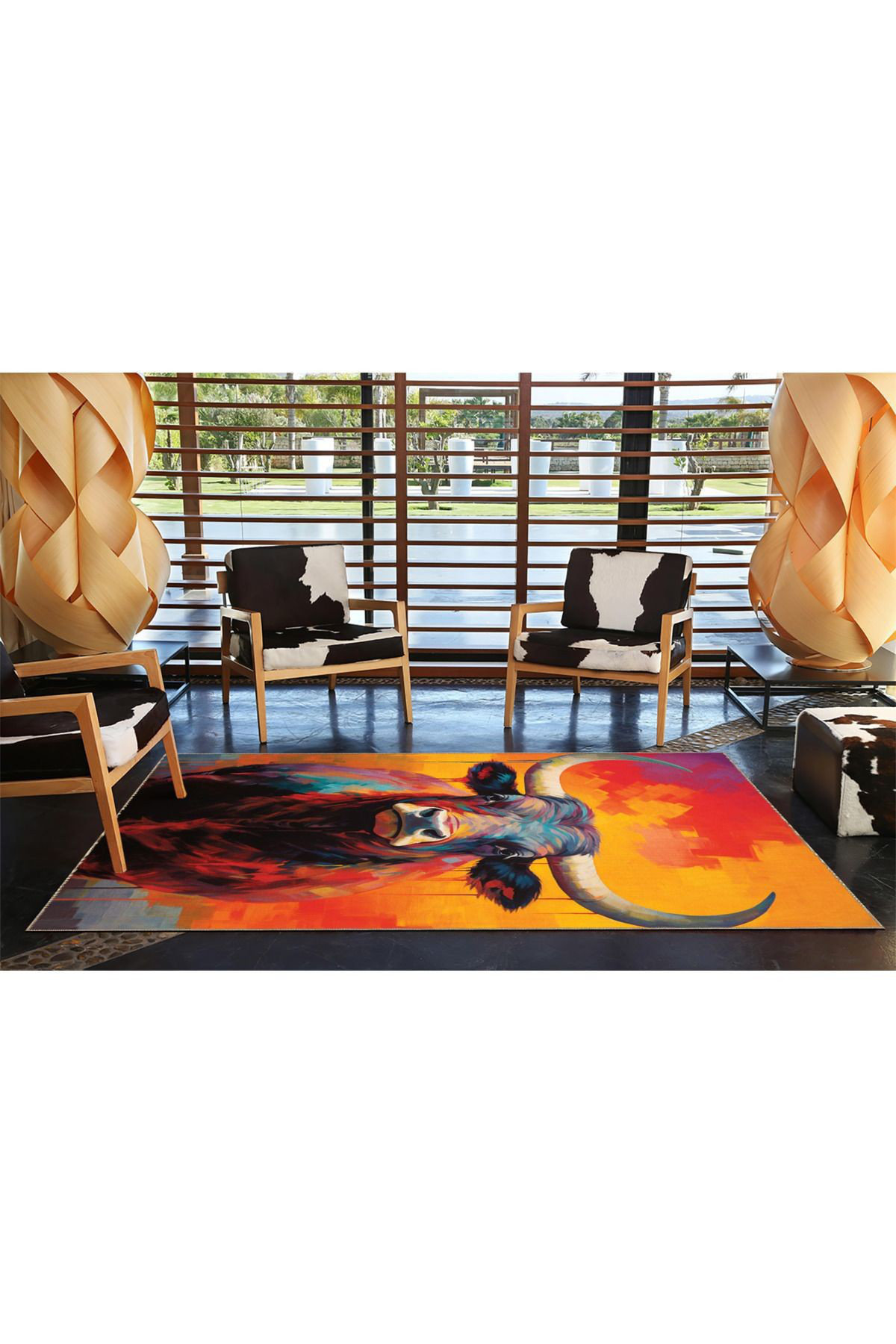 Wildon Home® Bull Toned Pattern Woven Base Washable Area Rug | Wayfair