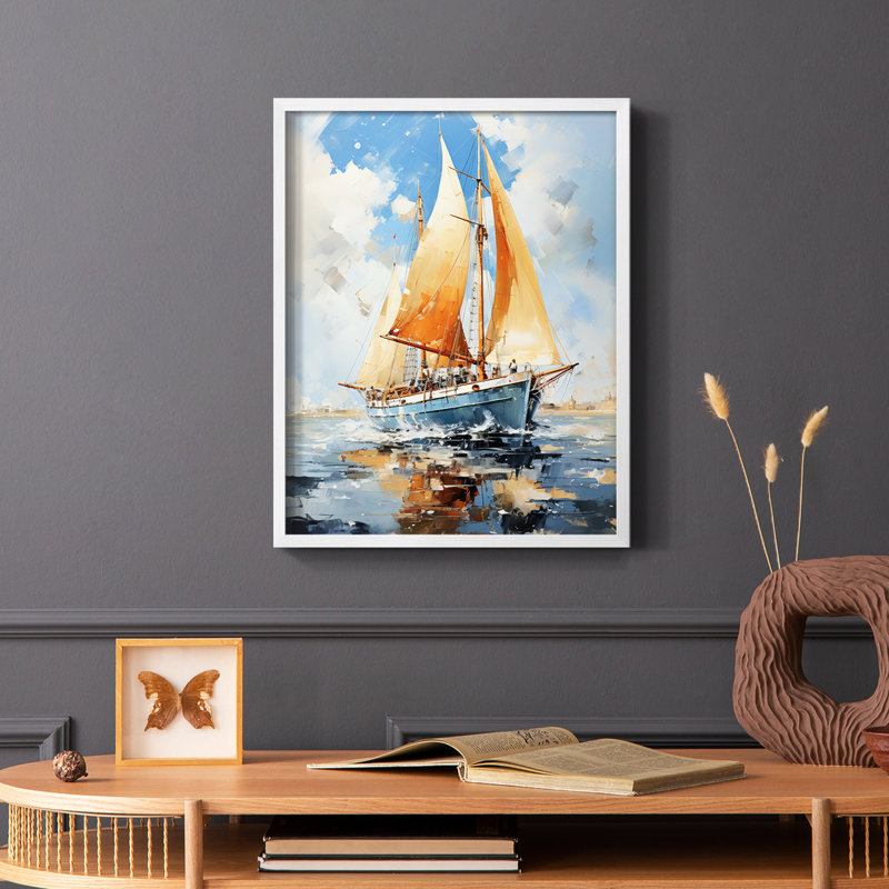 NAUTICAL Series CECXLIX - Impression encadrée de qualité supérieure - Prêt à être accroché - Aucun clou requis, Blanc / Blanc