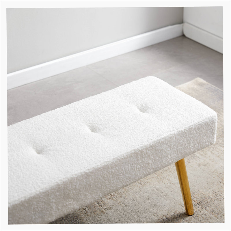 Banc long avec banc et tabouret, Blanc, crème