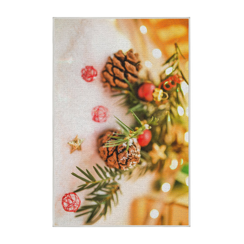 Tapis beige Christmas, Rectangle 2 pi x 3 pi