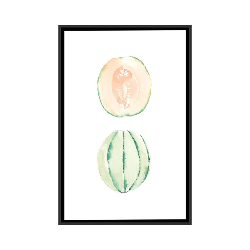 Cantaloupe Slice 1 Piece Painting on Canvas, 66.04 cm H x 45.72 cm W, Black Framed