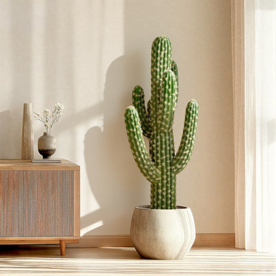 Fucus cactus artificiel 3: 4 bords en pot tissé brun