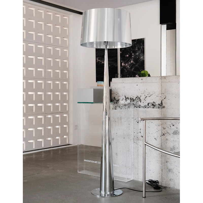 Contemporary Tall Gloss Black Conical Standing Accent Light