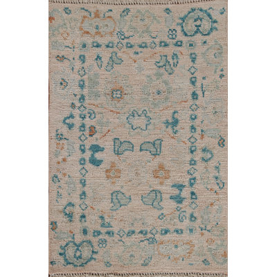 Tapis oriental en laine à motif géométrique discret Oushak 2x3