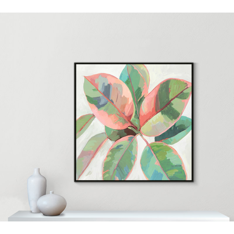 «Pink Ficus II», reproduction d'art, Toile avec cadre espresso, H 46,5 po x l 46,5 po x P 2 po