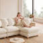 Canapé Comfy en chenille, canapé 4 places profond avec 4 coussins décoratifs, repose-pieds mobile, structure en bois massif pour le salon, la chambre à coucher, beige-134739746
