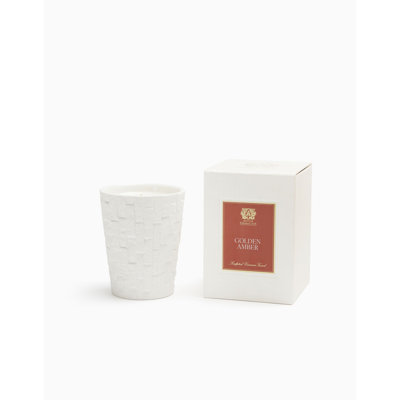 Bougie en porcelaine sculptée ambre doré, 15 oz