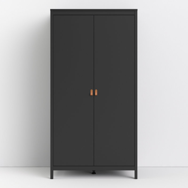 Cynteria 2 Door Manufactured Wood Wardrobe, Black