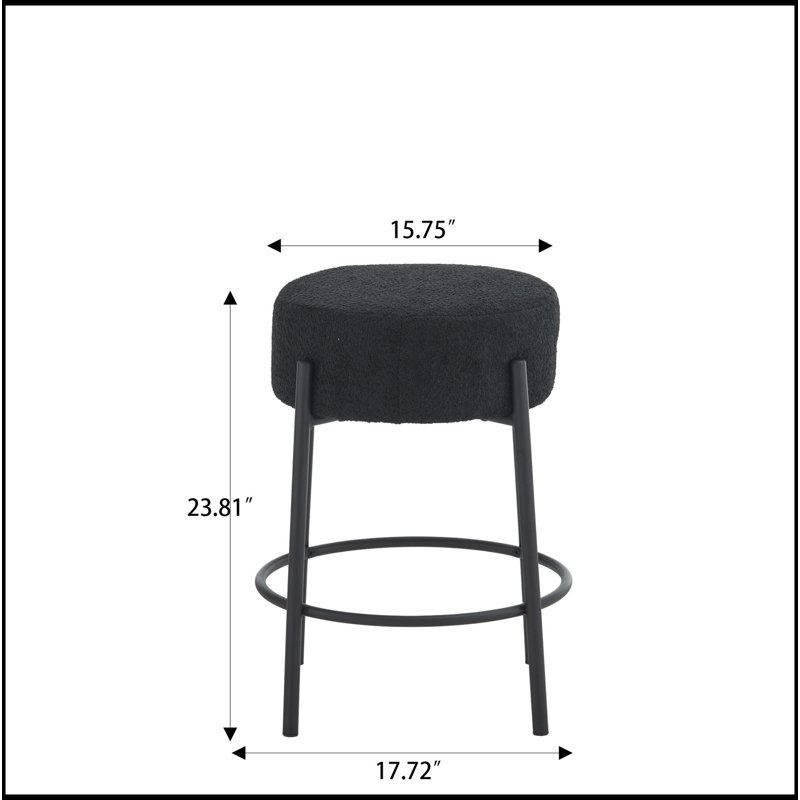 24 po de hauteur, tabourets de bar ronds, ensemble de 2 - Tabourets de salle à manger rembourrés contemporains pour cuisines, cafés et bars - comprend des pieds de support robustes