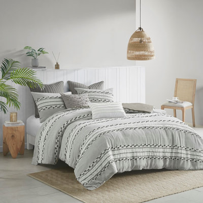 Gracie Mills Katy Globally-Inspired Striped Organic Cotton Jacquard Comforter Set