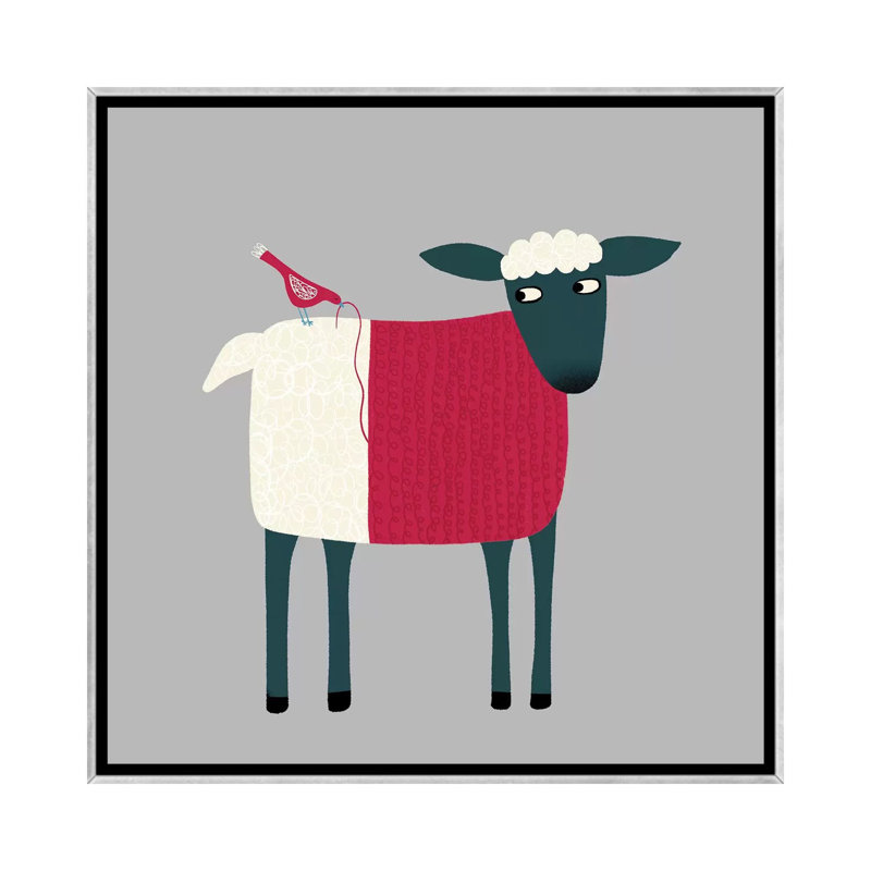 «Sheepish» par Nic Squirrell - impression, Toile avec cadre argenté, H 37 po x l 37 po x P 1,5 po, Pas de tapis