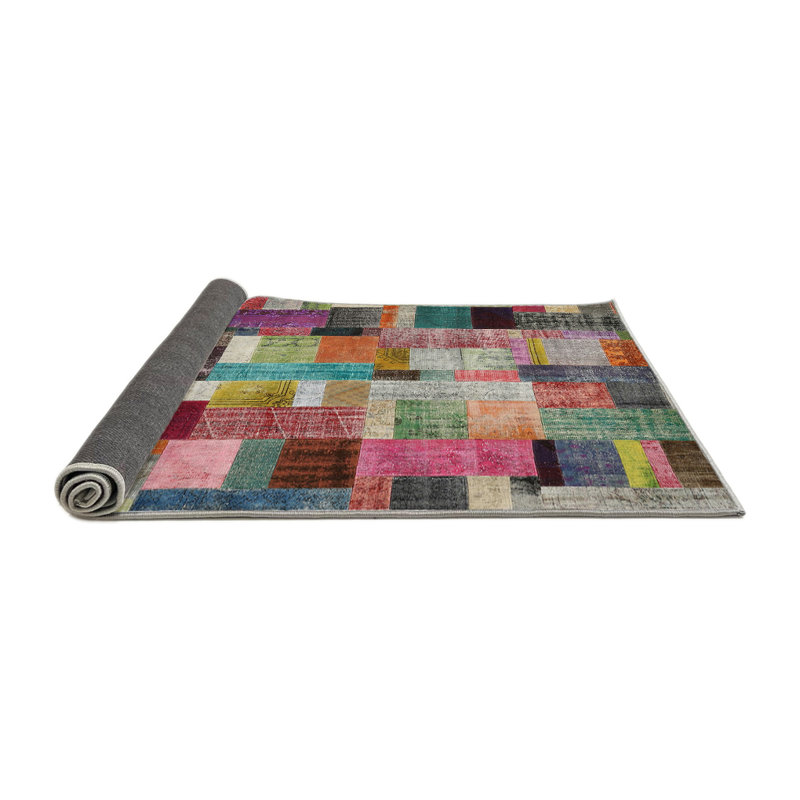 Tapis brun/vert/rouge contemporaine Yayla, Rond 6 pi