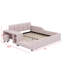 Lit tapissier au sol, lit d'enfant avec bureau de chevet et petit tabouret rond-1052588866-1052588867