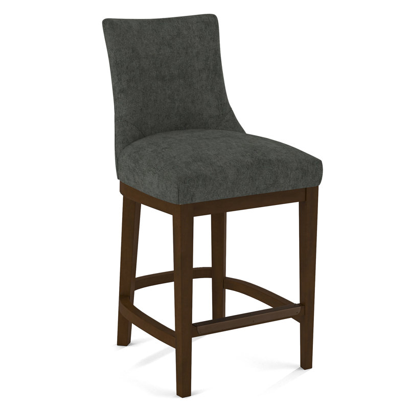 Upholstered Stool, Salvador Asphalt, Pecan