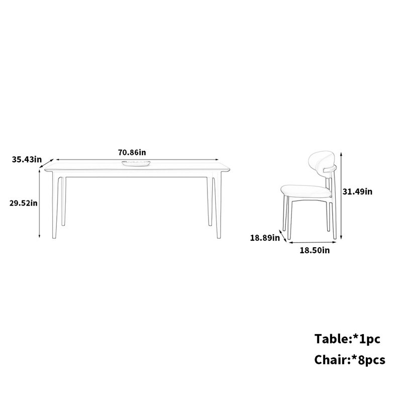 Luxury Ash Wood Table and Chair Collection