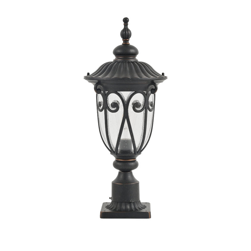 Lampadaire rétro rétro noir avec éclairage extérieur