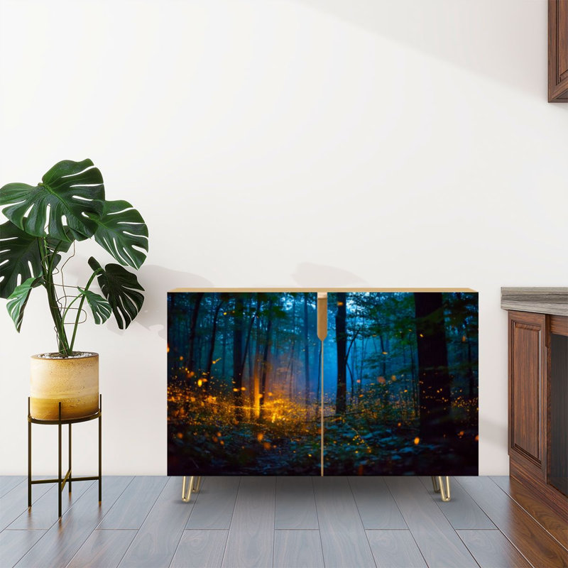 Buffet Buffet avec rangement Fireflies Night Forest avec 2 portes pour le salon et la cuisine