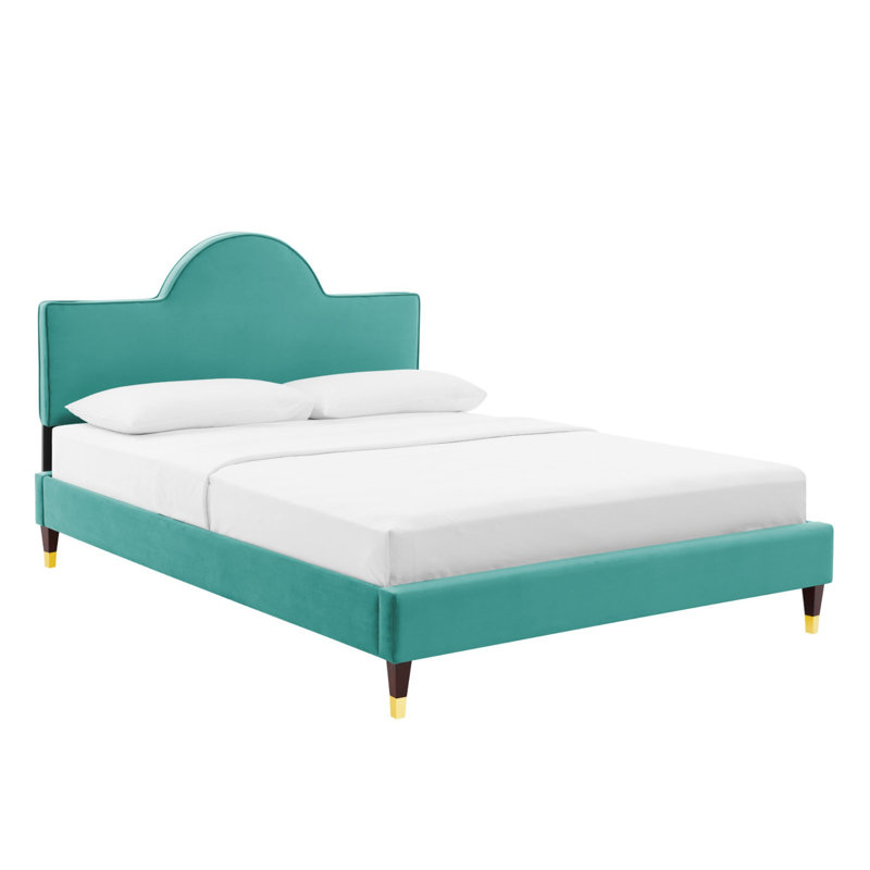 Lit en velours Aurora Performance, Double, Sarcelle