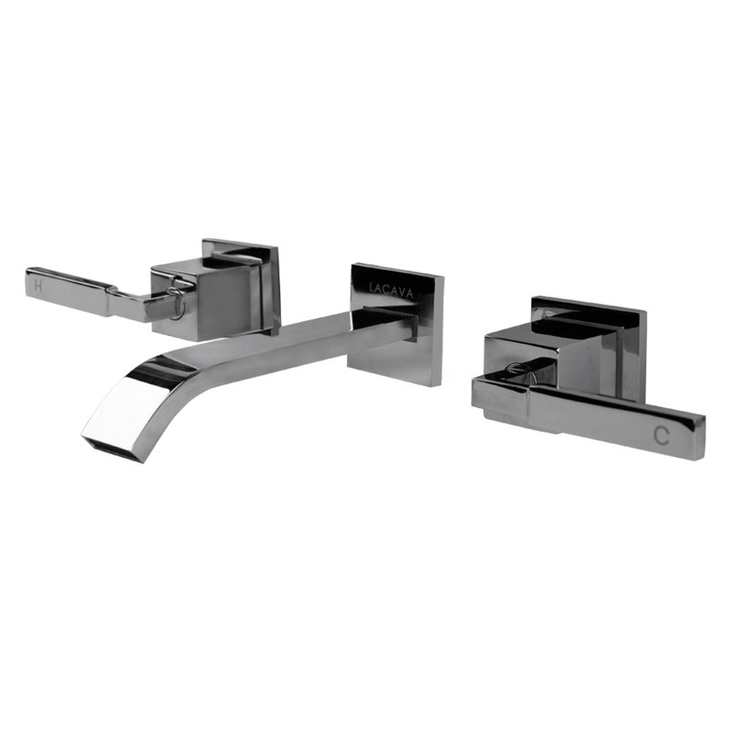 Kubista Wall Mounted Bathroom Faucet, Polished Chrome, Cross