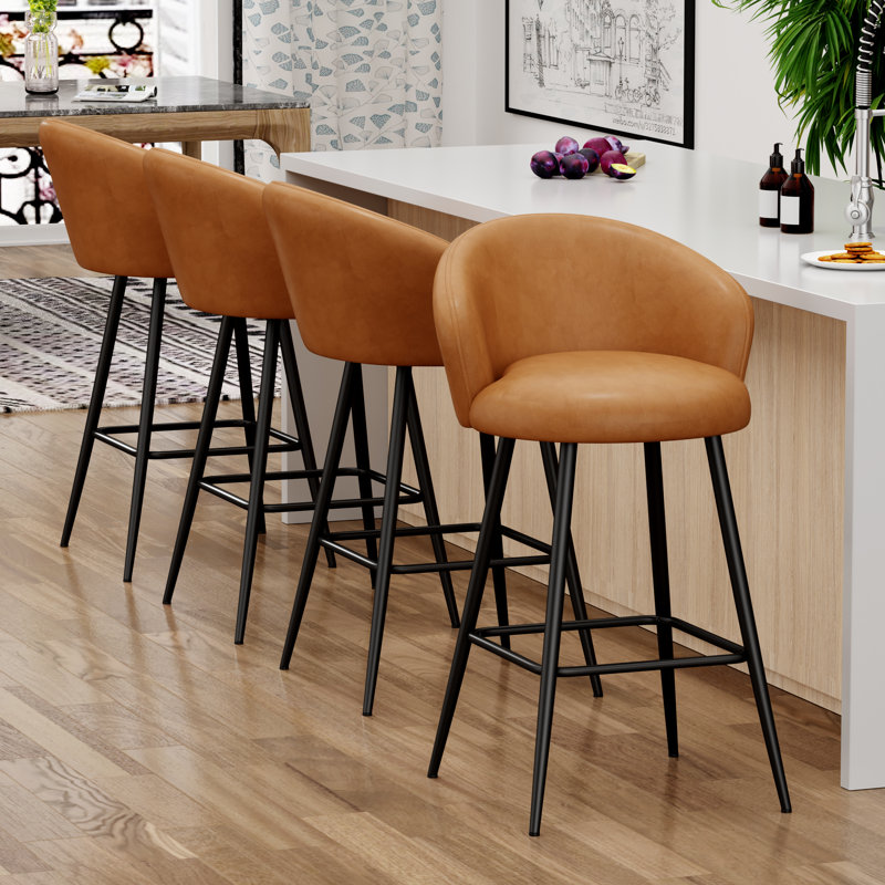 Upholstered Counter Stool with Metal Frame, 76.5cm