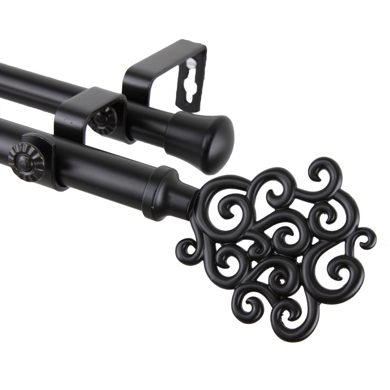 Tringle à rideaux double Clairville, Noir, 48 po à 84 po