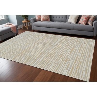 Tapis abstrait beige et brun 8 pi x 11 pi