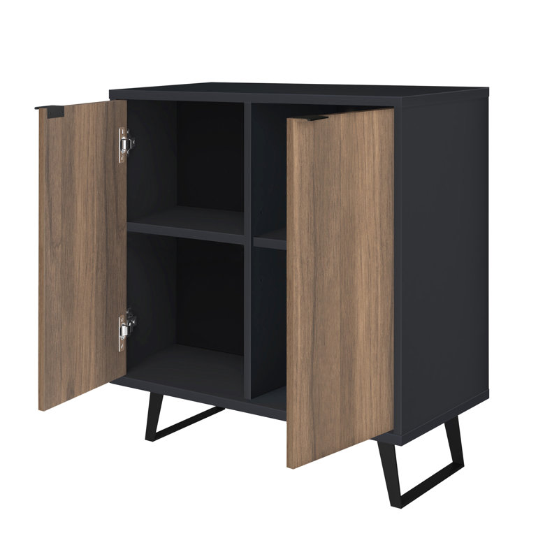 Kerge Accent Cabinet, Anthracite/Walnut, 36'' H x 36'' W x 17.5'' D