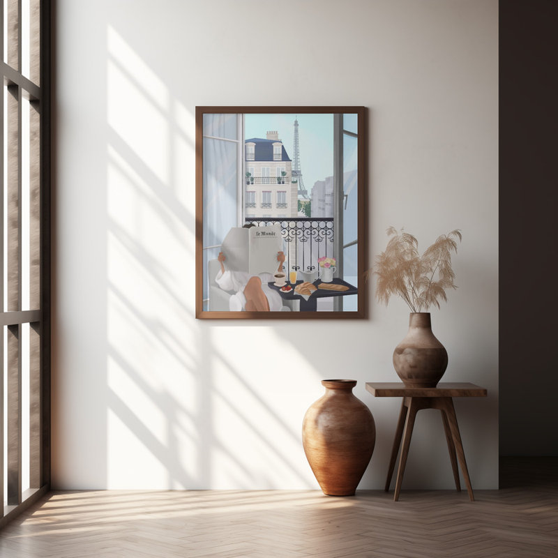 "Paris balcon", art mural texturé encadré, Or, H 24 po x l 18 po