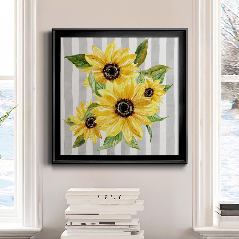 Sunflower Array I - peinture sur toile encadrée, H 26,5 po x l 26,5 po x P 1,5 po, Noir