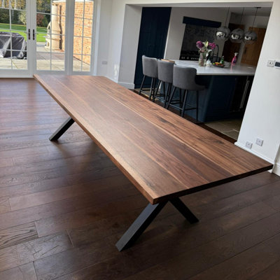 Solid Walnut Dining Table - Chunky X Legs